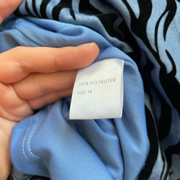 VIBE Blue and Black Zebra Print Dress Big Girl or Women's Size 14 NWT - Picture 15 of 15